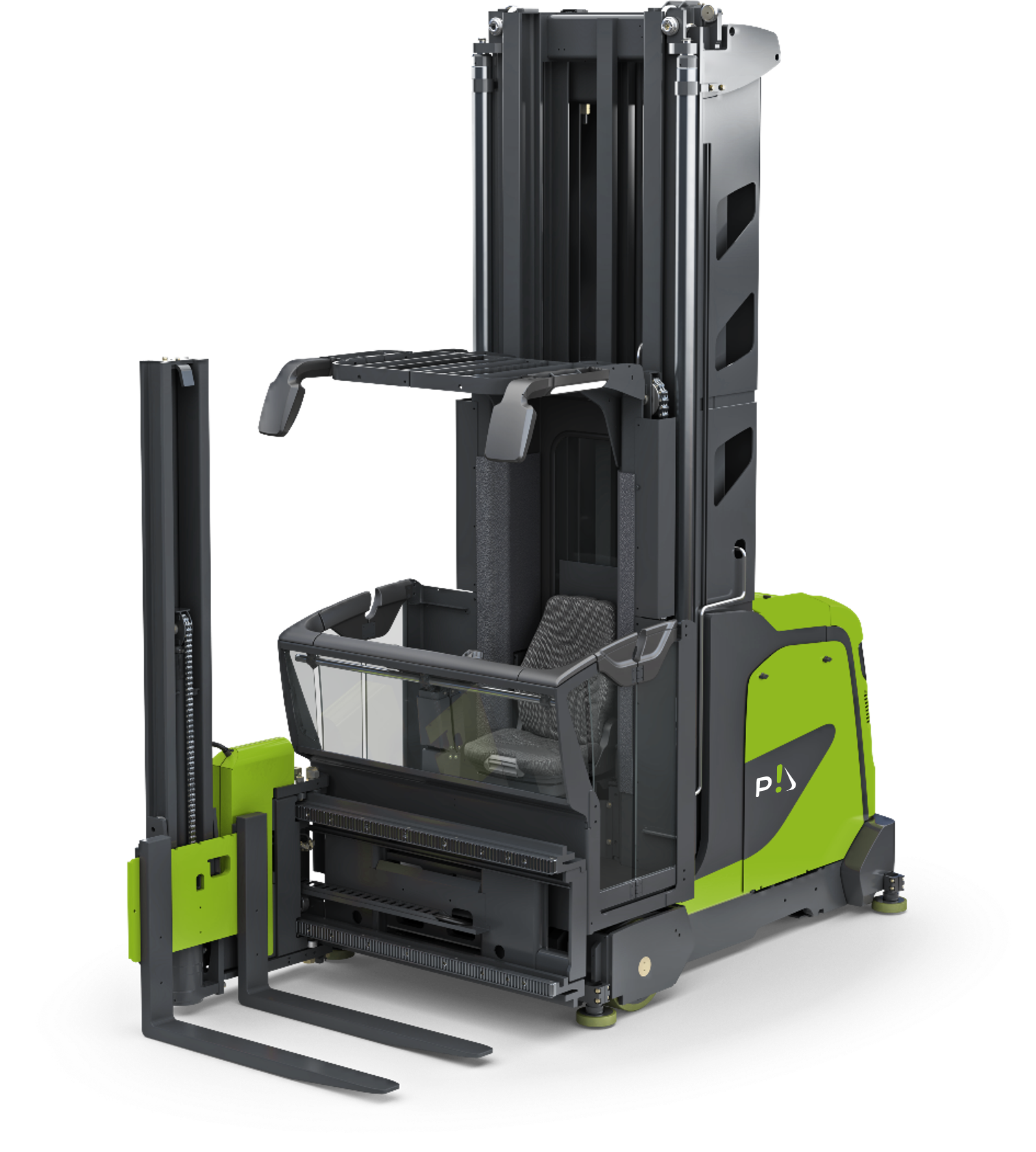 Chariots élévateurs à poste de conduite élevable.