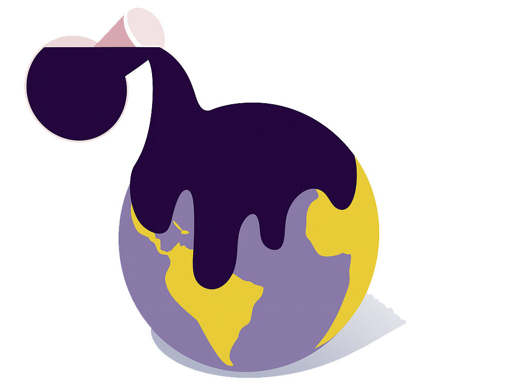Pollution chimique de la planète, globe terrestre recouvert de liquide toxique.