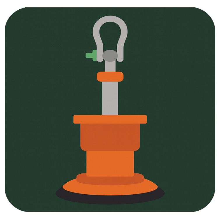 Ventouse de levage industrielle orange – accessoires de levage pour charges fragiles.