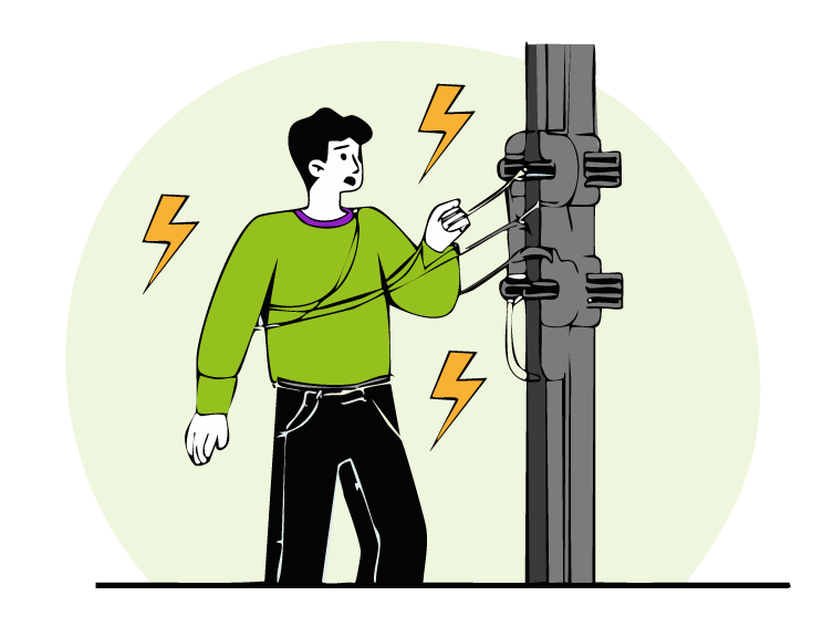 Exemple de contact direct avec un conducteur sous tension