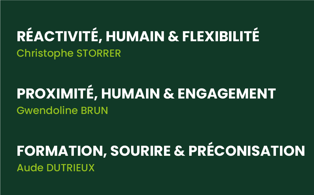 Visuel PILOCAP en 3 mots avec valeurs réactivité, humain, flexibilité, proximité, engagement, formation et sourire